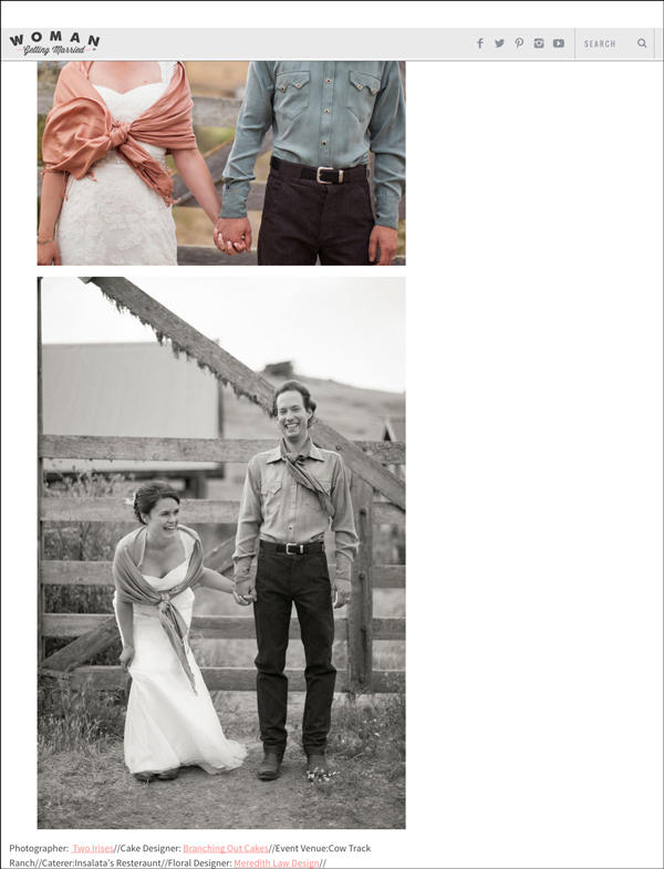 cow track ranch wedding featured in Woman Getting Married